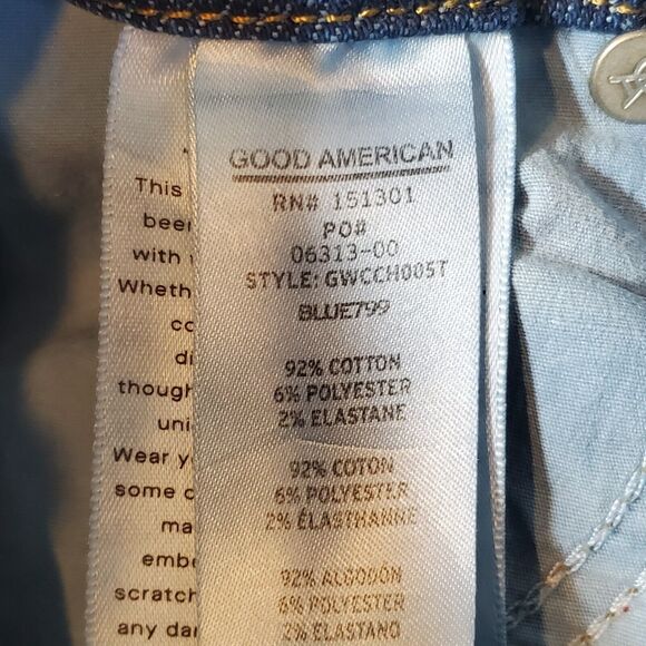 Good American Womens Size 0/25 Good Waist Crop Jeans Chewed Hem Blue GWCCH005T - Picture 6 of 8